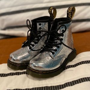 Toddler Silver Crinkle Dr. Martens